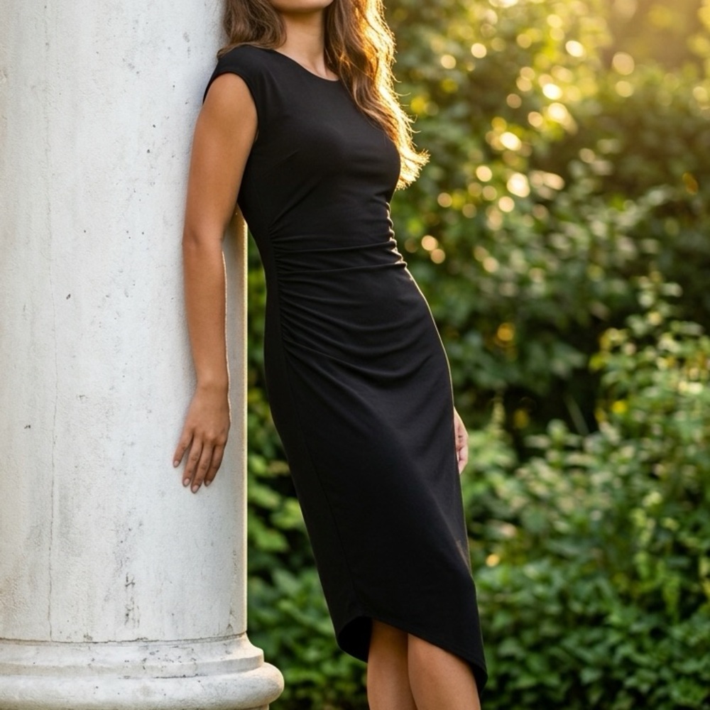BCBG Black Asymmetrical Dress-Size medium.